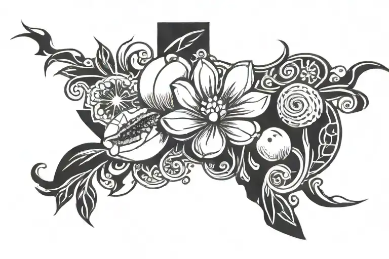 the state of Texas and a Georgia peach fruit tattoo design idea