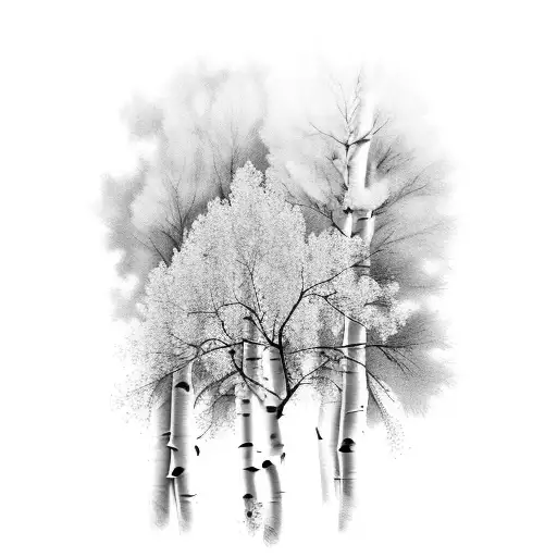 aspen, oak and willow tree  tattoo design idea
