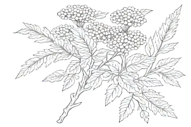 word Pacify with a yarrow sprig tattoo design idea