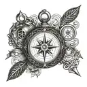 A scale of justice intertwined with a compass tattoo design idea
