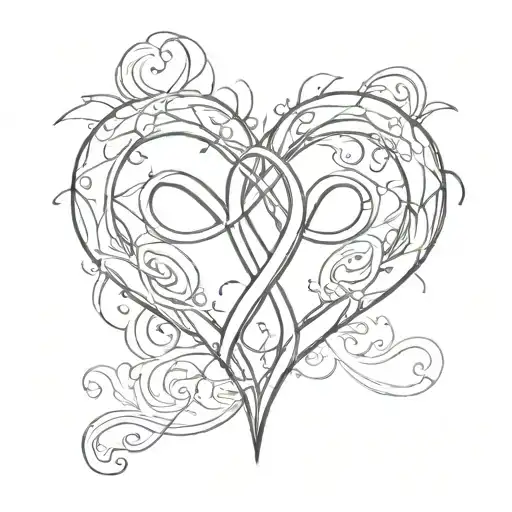 infinity symbol. two hearts. numbers 2, 10 11 1974 incorporated tattoo design idea