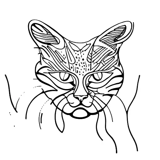 cat with sound wave  tattoo design idea