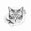 cat with sound wave  tattoo design idea