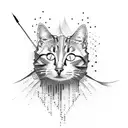 cat with sound wave  tattoo design idea