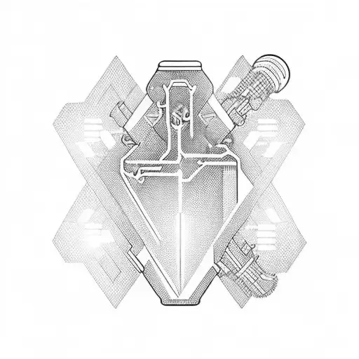 Mechanical arm holding a futuristic computer chip tattoo design idea