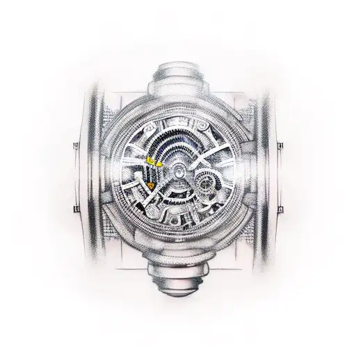 Mechanical arm holding a futuristic computer chip tattoo design idea