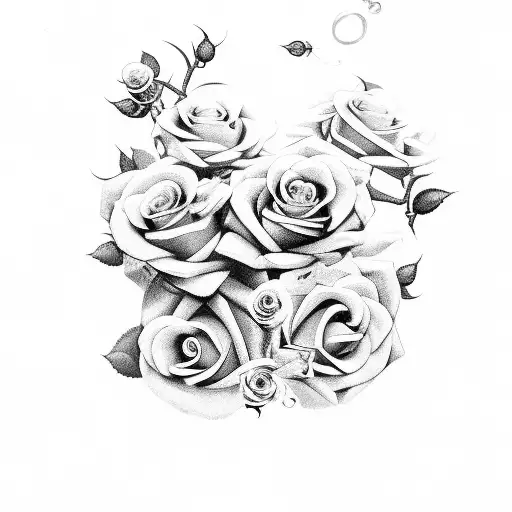 medusa with roses on the background tattoo design idea