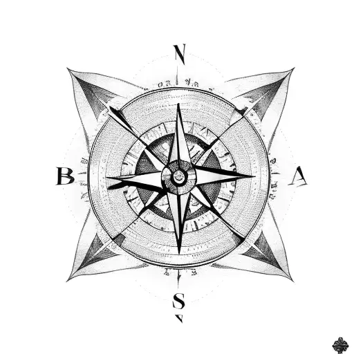 broken compass tattoo design idea