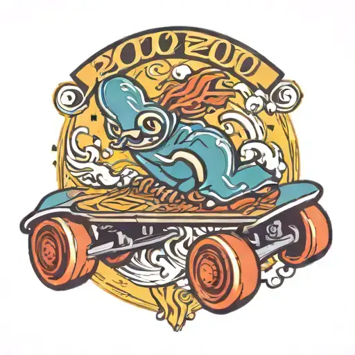 Retro skateboard that says "2000" tattoo design idea