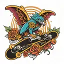 modern Retro skateboard tattoo design idea