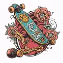 modern Retro skateboard tattoo design idea