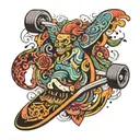 modern Retro skateboard tattoo design idea