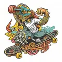 modern Retro skateboard tattoo design idea