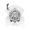 A tattoo design combining elements of philosophy, technology, and abstract concepts tattoo design idea