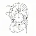 broken clock tattoo design idea