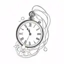 broken clock tattoo design idea