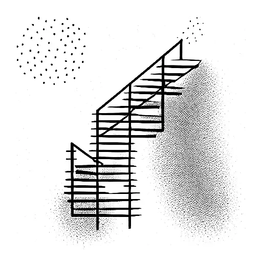 a dancing set of stairs holding a wavy window tattoo design idea