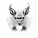 A black-grey tattoo of a baby deer, cute, pretty tattoo design idea