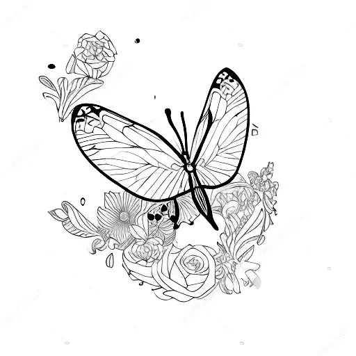 vlinder met hart tattoo design idea