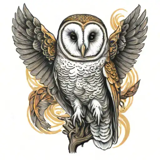 Barn owl black tattoo design idea