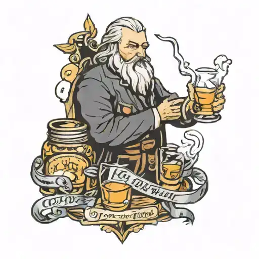 Physical therapy, lord of the rings, whisky, smoking tattoo design idea