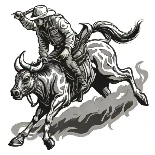 bull rider jumping tattoo design idea