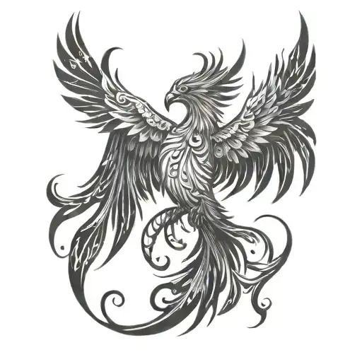 phoenix rising from ashes tattoo design idea