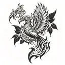 phoenix rising from ashes tattoo design idea