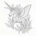 unicorn butterfly dark forest tattoo design idea