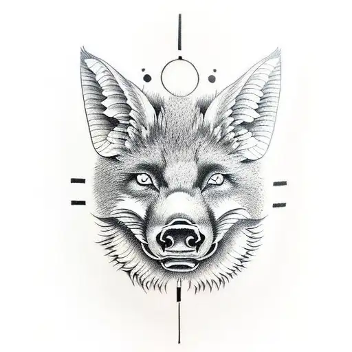 forearm half boar half fox face tattoo design idea