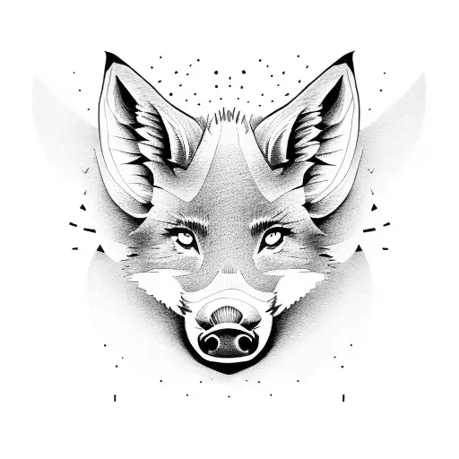 half boar half fox face tattoo design idea