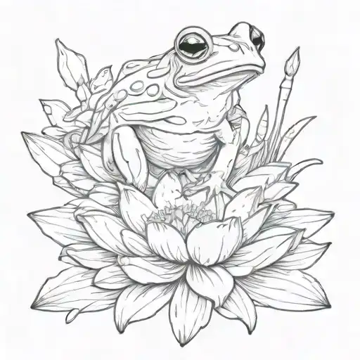 tree frog sitting on a water lily tattoo design idea