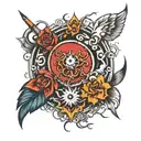 Create a tattoo design that embodies the deep philosophical concept of "Titik 0" (Zero Point). This tattoo should visual tattoo design idea