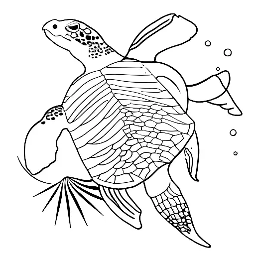 turtle and eagle ray swimming together tattoo design idea