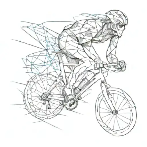 Abstract tattoo design incorporating elements of speed and endurance from triathlon and soccer tattoo design idea