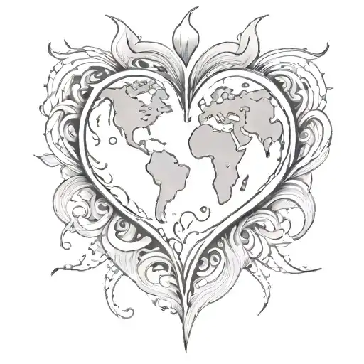 earth, twin flame, soultie, heart tattoo design idea
