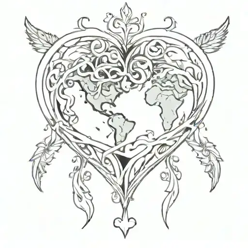 earth, twin flame, soulties, heart, love tattoo design idea