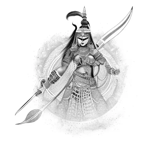 sleeve tattoo of sexy indian warrior girl tattoo design idea