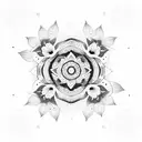 Dotwork mandala with tiny flowers and daughter's birthdate tattoo design idea