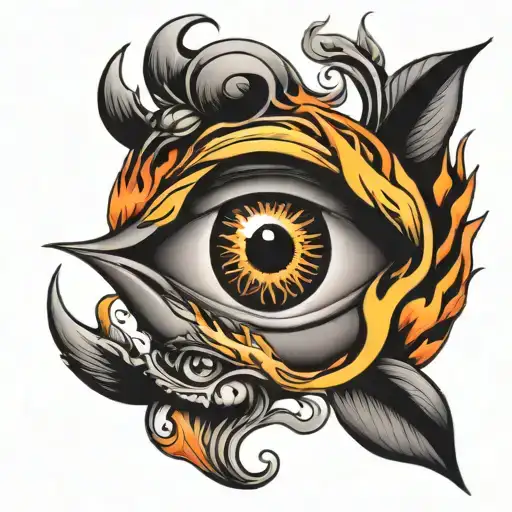 flameing eye from band tool  tattoo design idea