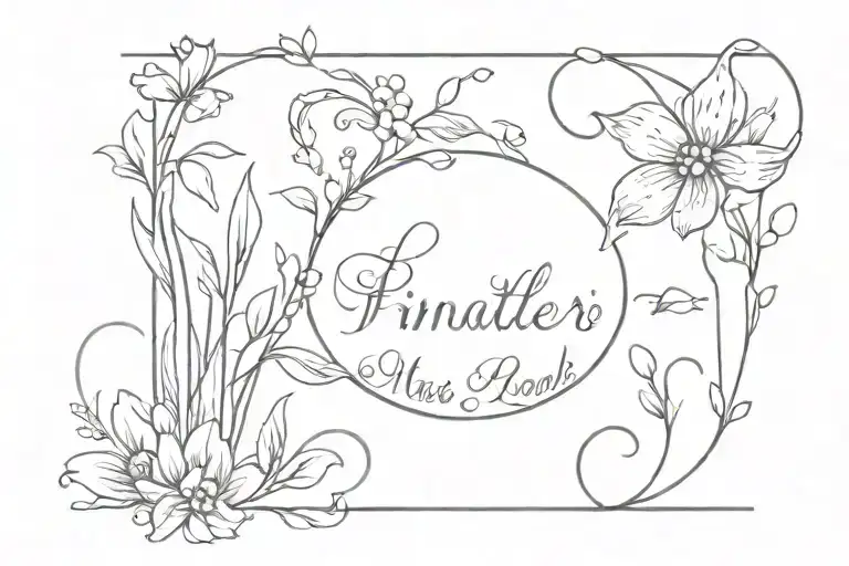 Dainty fine line tattoo that incorporates my children's names carter and meadow tattoo design idea
