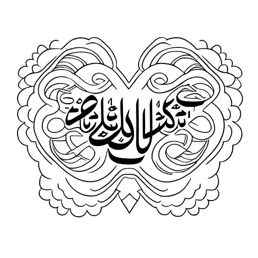chest tatto of "home" written in Arabic tattoo design idea