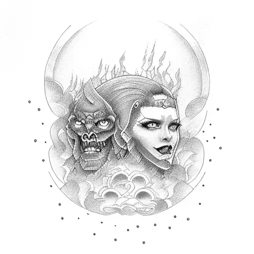 heaven and hell tattoo sketches
