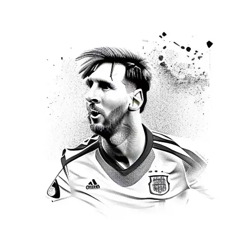 Messi with the world cup and Argentinian flag tattoo design idea