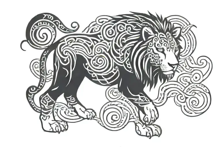 Thick Band with Leo zodiac sign for leg  tattoo design idea