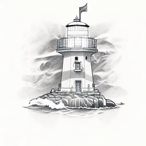 anchor lighthouse tattoo design idea