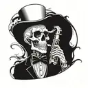 skeleton in a top hat playing the saxophone tattoo design idea