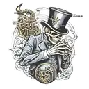 skeleton in a top hat playing the saxophone tattoo design idea