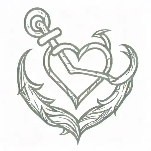 heart and anchor intertwined tattoo design idea