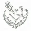 heart and anchor intertwined tattoo design idea